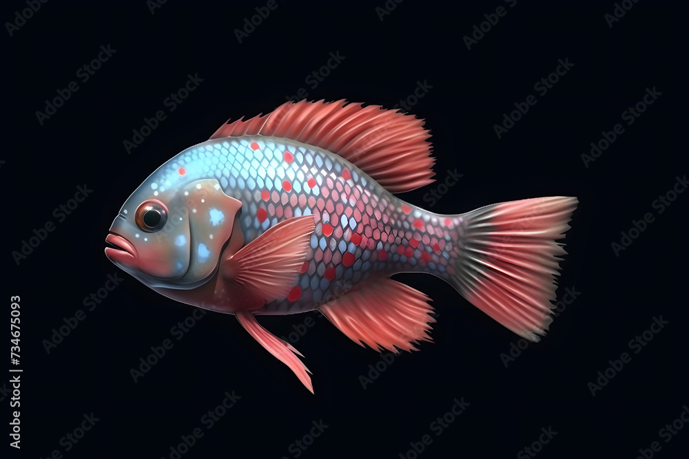 3d rendering Flowerhorn Cichlid cartoon 3d rendering Flowerhorn Cichlid cartoon