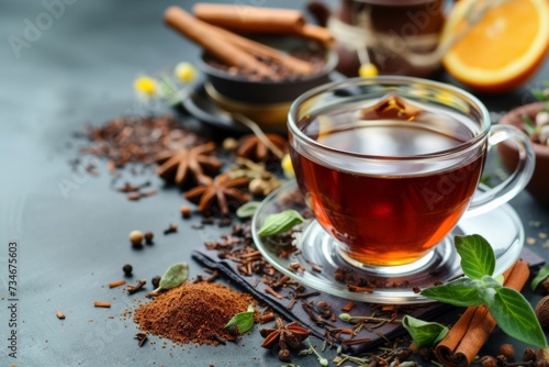 Sip on a warm, comforting cup of rooibos red tea, infused with aromatic spices for a healthy treat.