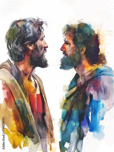 Contemplative Jesus and Matthew with a Mustard Seed Generative AI photo