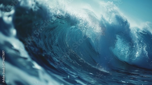Catch the perfect ride with our summer surfing wave banner, featuring a stunning generative AI-designed blue ocean wave.