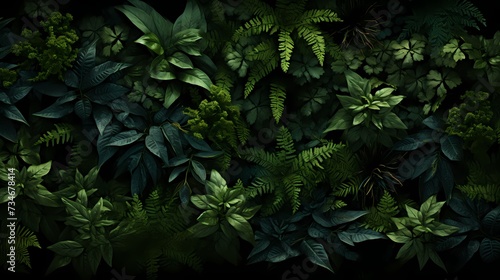 A top view of a deep forest green background  evoking a sense of nature and tranquility