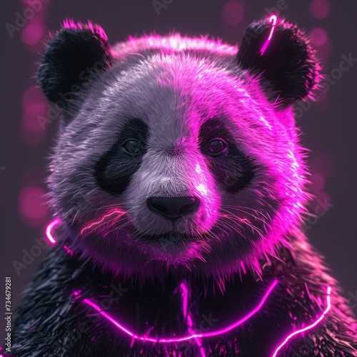 Panda neon portrait.
