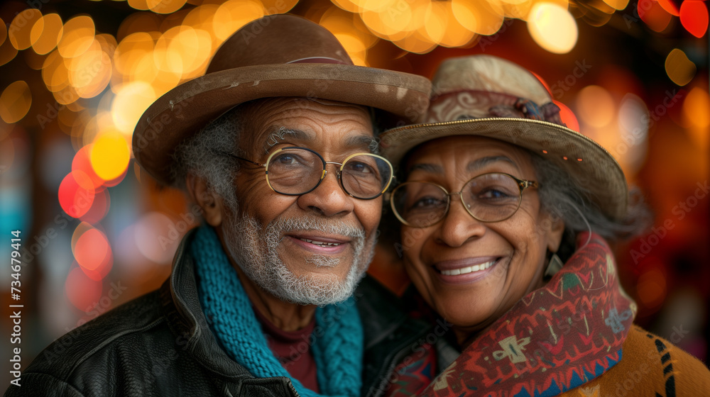 Older mixed race couple portrait outdoors. Black beautiful husband and wife in their 70s. Older mixed race couple portrait outdoors. Black beautiful husband and wife in their 70s.