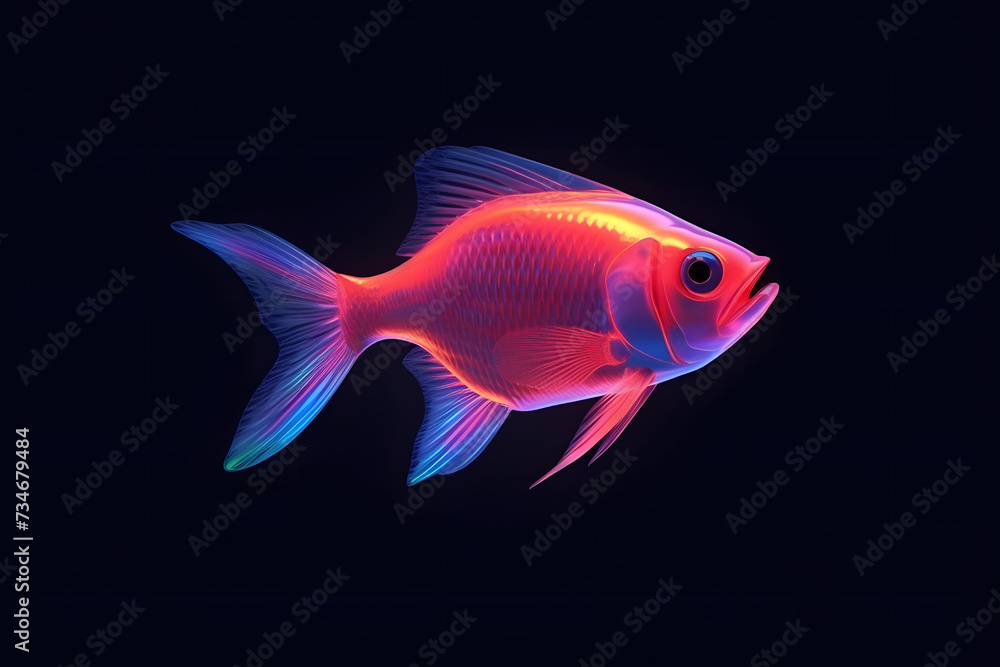3d fish Neon Tetra cartoon