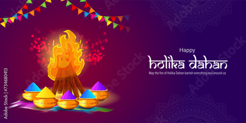 Vector illustration of Happy Holika Dahan social media feed template