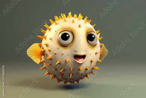 3d rendering Pufferfish cartoon photo