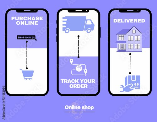 online shopping mobile app templates concept flat design illustration 