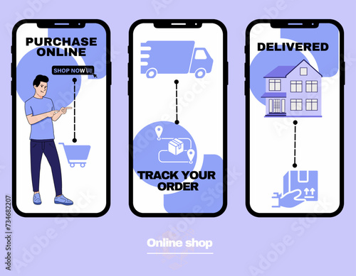 online shopping mobile app templates concept flat design illustration 
