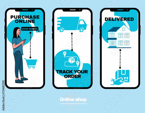 online shopping mobile app templates concept flat design illustration 