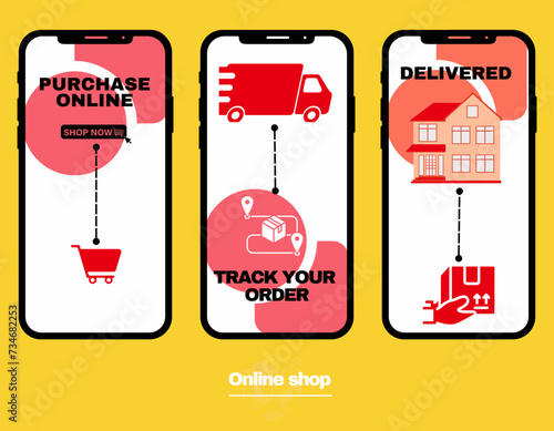 online shopping mobile app templates concept flat design illustration 