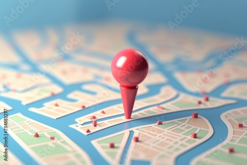3D Map travel location. Locator mark of map and location pin or navigation icon sign on background with search. Locator mark of map and location pin or navigation icon, Ai generated