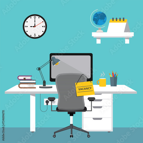 vector job vacancy office desk with colorful style
