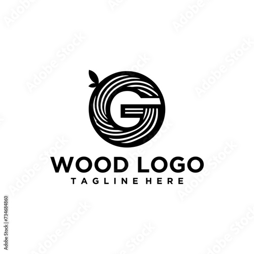 letter initials logo in wood grain style