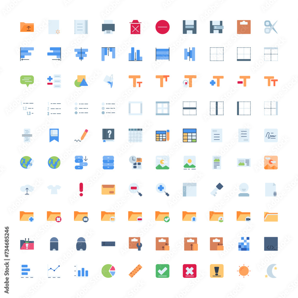 user interface, home screen, basic ui and essential ui vector icon set design flat style. perfect use for presentation, website, and more. modern icon set design color style user interface, home screen, basic ui and essential ui vector icon set design flat style. perfect use for presentation, website, and more. modern icon set design color style