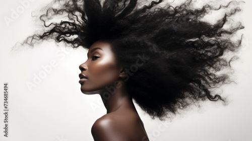 Beauty portrait of African American girl with afro hair. Beautiful black woman photo