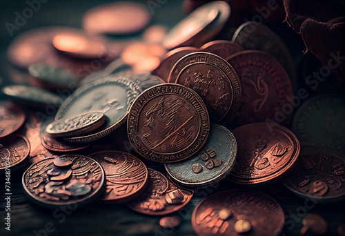 Coins background. Generative AI photo