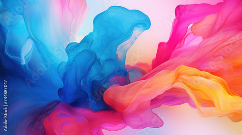 Abstract Paint Swirl: Vibrant Movement in Bright Blue, Purple and Pink.