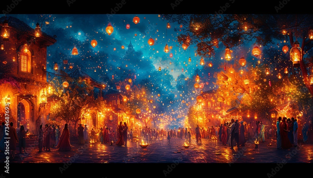 Glowing Lights and Fireflies: A Magical Nighttime Scene Generative AI