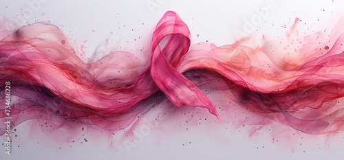 Pink Ribbon Waves Generative AI photo