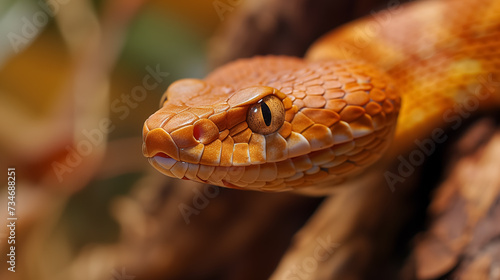 Close-up of an orange snake with intricate scales.