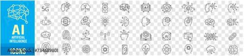 Artificial intelligence icon set. liner  icons Collection illustration Vector