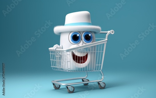 Smiling Face on Small Shopping Cart