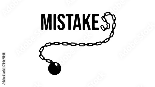 mistakes, chain and weight, black isolated silhouette
