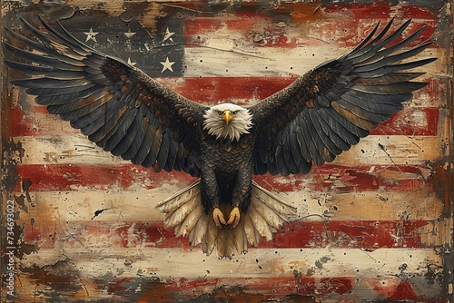 Eagle's Eye View of the American Flag Generative AI