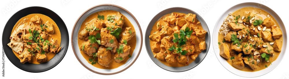 chicken korma on a plate, top view chicken korma on a plate, top view