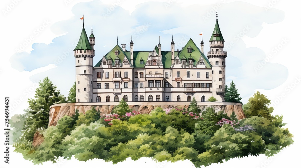 Obraz premium Ethereal gothic castle illustration with intricate architecture and enchanting aura