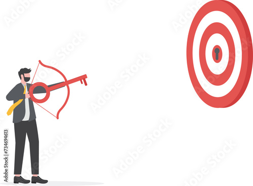 businessman character archery shooting targets key business concept
