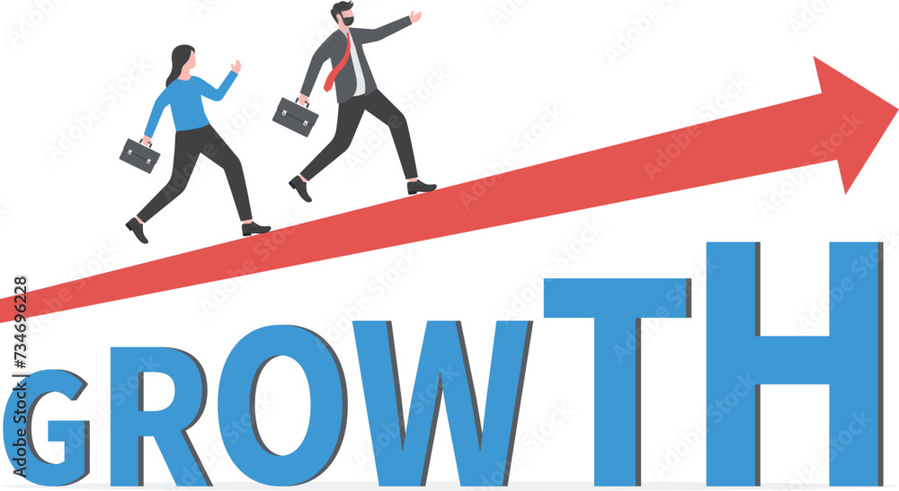 Obraz premium GROWTH word concept banner. Concept with people, on blue background