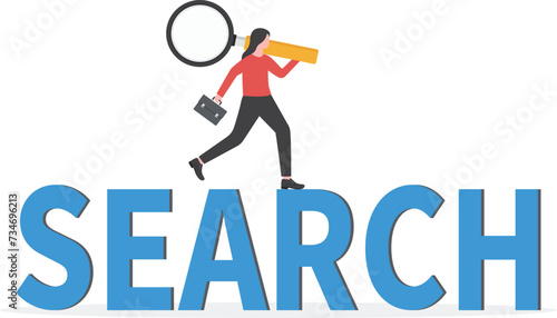 Search results . Online business and technology to display pages in response to query by searcher. Stylized team to advertise

