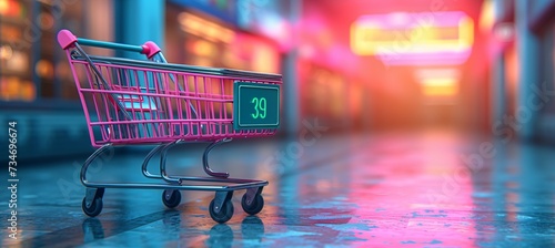 39 Minutes Left: Pink Shopping Cart in Pink Lighting Generative AI