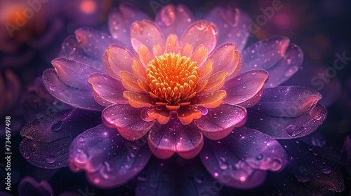 Purple Flower with a Golden Center  A Stunning Flower for Your Monthly Photo Shoot Generative AI