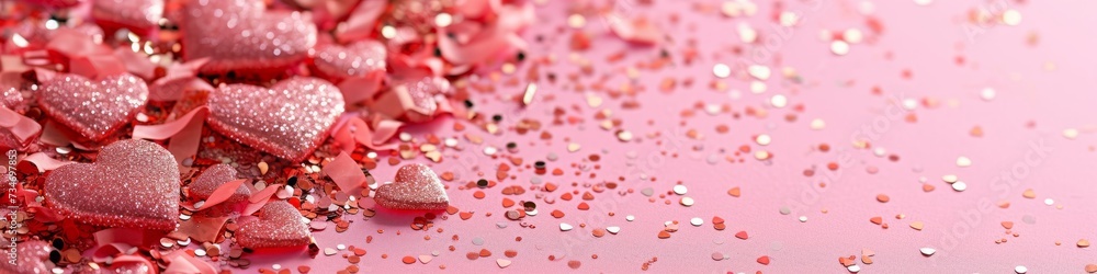 Hearts with glitter wide background. Hearts with glitter wide background.