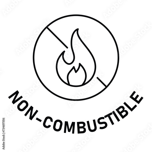 Non Combustible Badge Icon. Non Combustible Safety Badge. Vector Badge Icon.