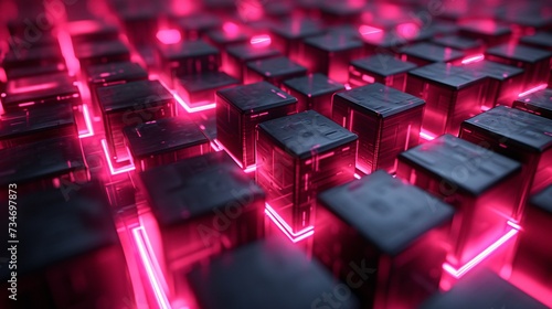 Pink Neon Blocks: A Glowing Tribute to the Monthly Tech Trends Generative AI