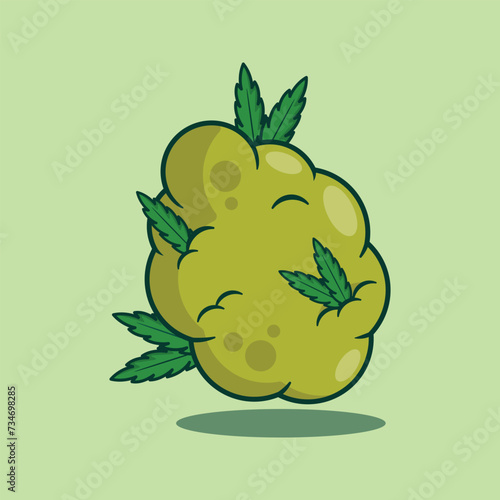 cartoon vector illustration of weed bud.