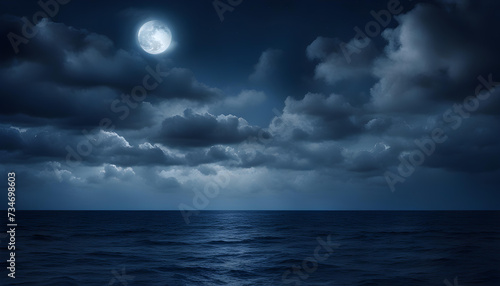 Blue Night sky with moon in the dark clouds