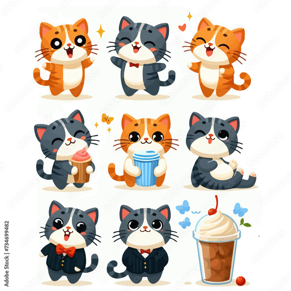 Funny cats. Vector illustration
