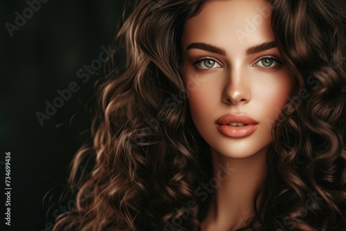 Gorgeous brunette woman with stunning curly hair achieved through care and trichology