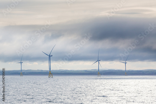 Five offshore windmills near Aberdeen