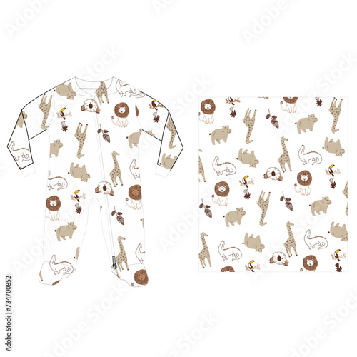 bodysuit animals giraffe lion all over print vector