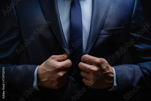 Close-up of businessman wearing dark blue suit