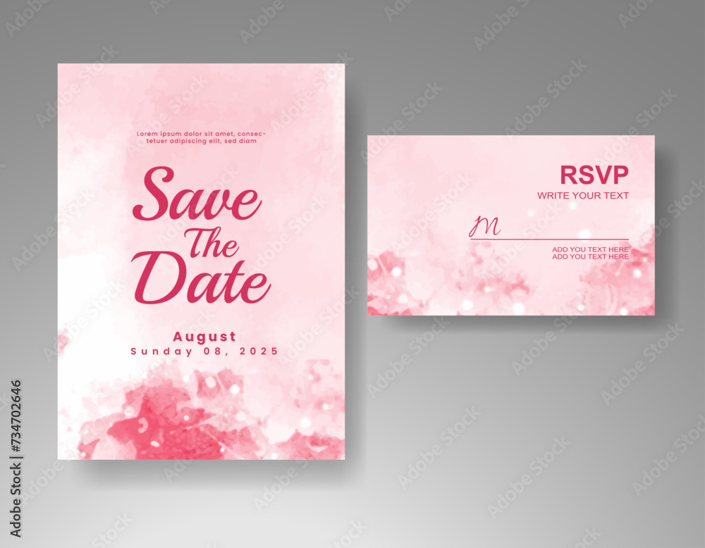 Wedding invitation with abstract watercolor background Wedding invitation with abstract watercolor background