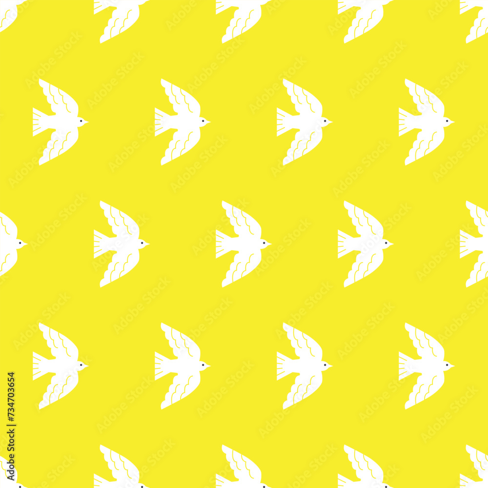 seamless pattern, bird art surface design for fabric scarf and decor
