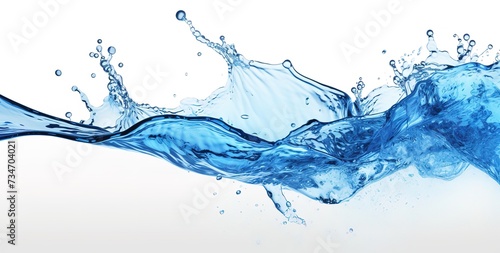 blue water splash on white background