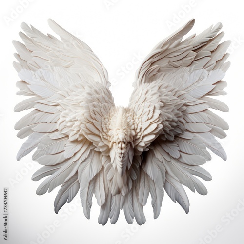 Angel wings, natural white wing feathers on white background © Muhammad
