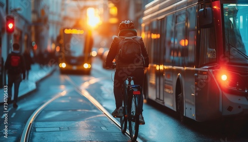 Eco-Friendly Transportation: Electric Mobility, eco-friendly transportation with an image depicting electric vehicles, bicycles, or public transit systems powered by renewable energy, AI 